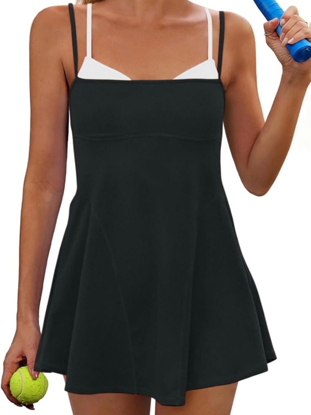 Amazon Women’s Black Spaghetti-Strap A-Line Camisole Dress